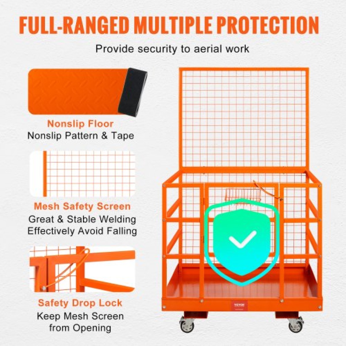 VEVOR Forklift Safety Cage Work Platform 109 x 114,3 cm 635 kg w/ Τροχοί για κεραία