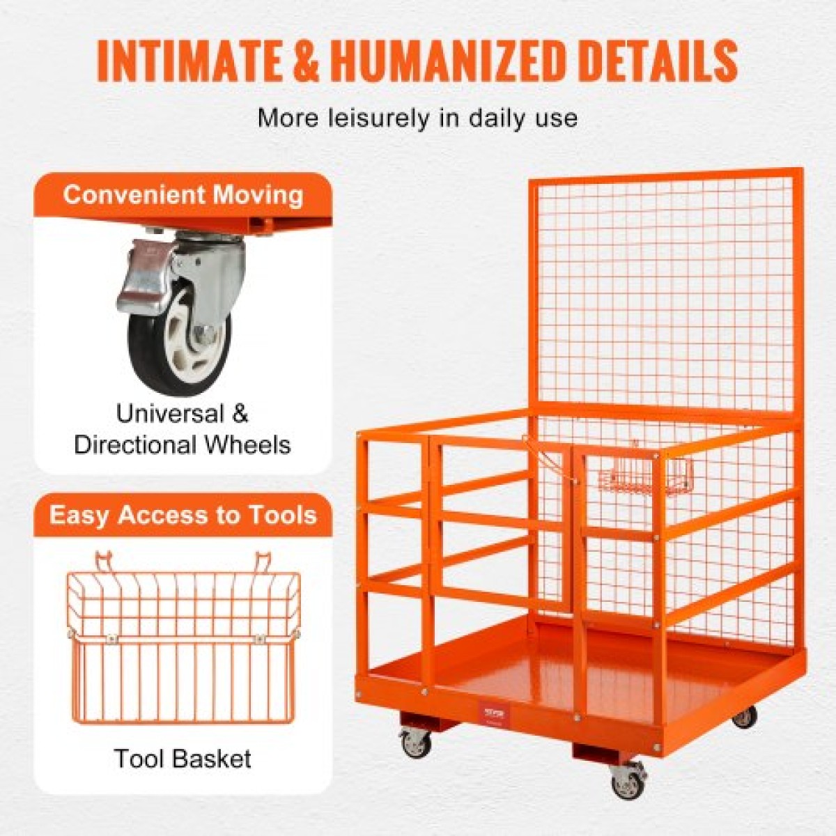 VEVOR Forklift Safety Cage Work Platform 109 x 114,3 cm 635 kg w/ Τροχοί για κεραία