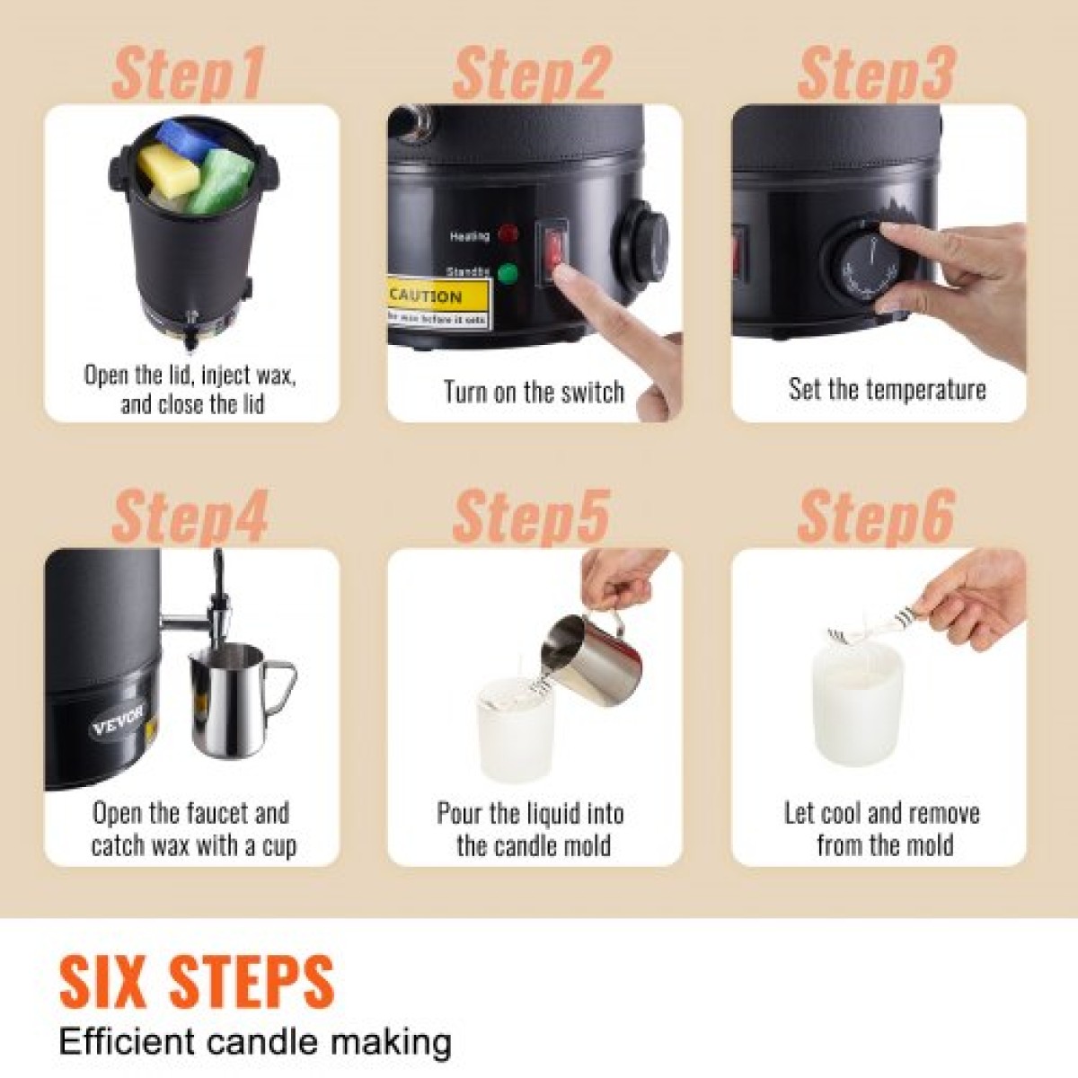 VEVOR Wax Melter για Κεριά Ηλεκτρική Κατσαρόλα 10 λίτρων για επαγγελματική ή οικιακή χρήση