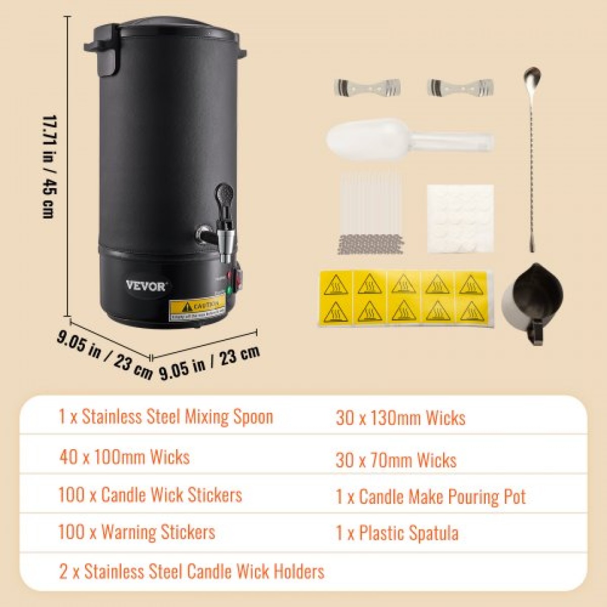 VEVOR Wax Melter για Κεριά Ηλεκτρική Κατσαρόλα 10 λίτρων για επαγγελματική ή οικιακή χρήση