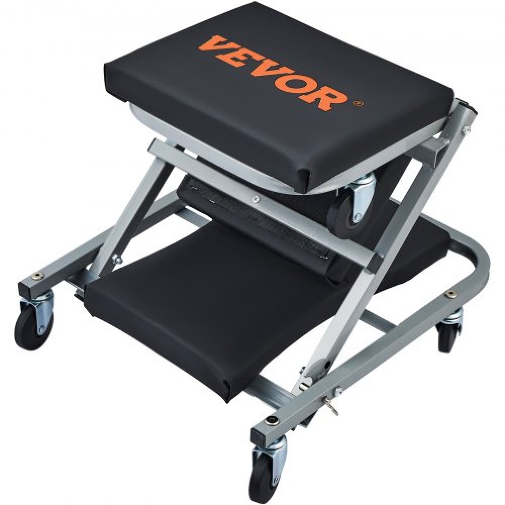 Κάθισμα VEVOR Z-Creeper, 2 σε 1 Rolling Folding Car Creeper/Stool, 300 lbs Capacity Mechanic Creeper, Low Profile Creeper με 6 τμχ Τροχούς για γκαράζ, κατάστημα, επισκευή αυτοκινήτων, ξαπλώστε ή καθίστε, μαύρο