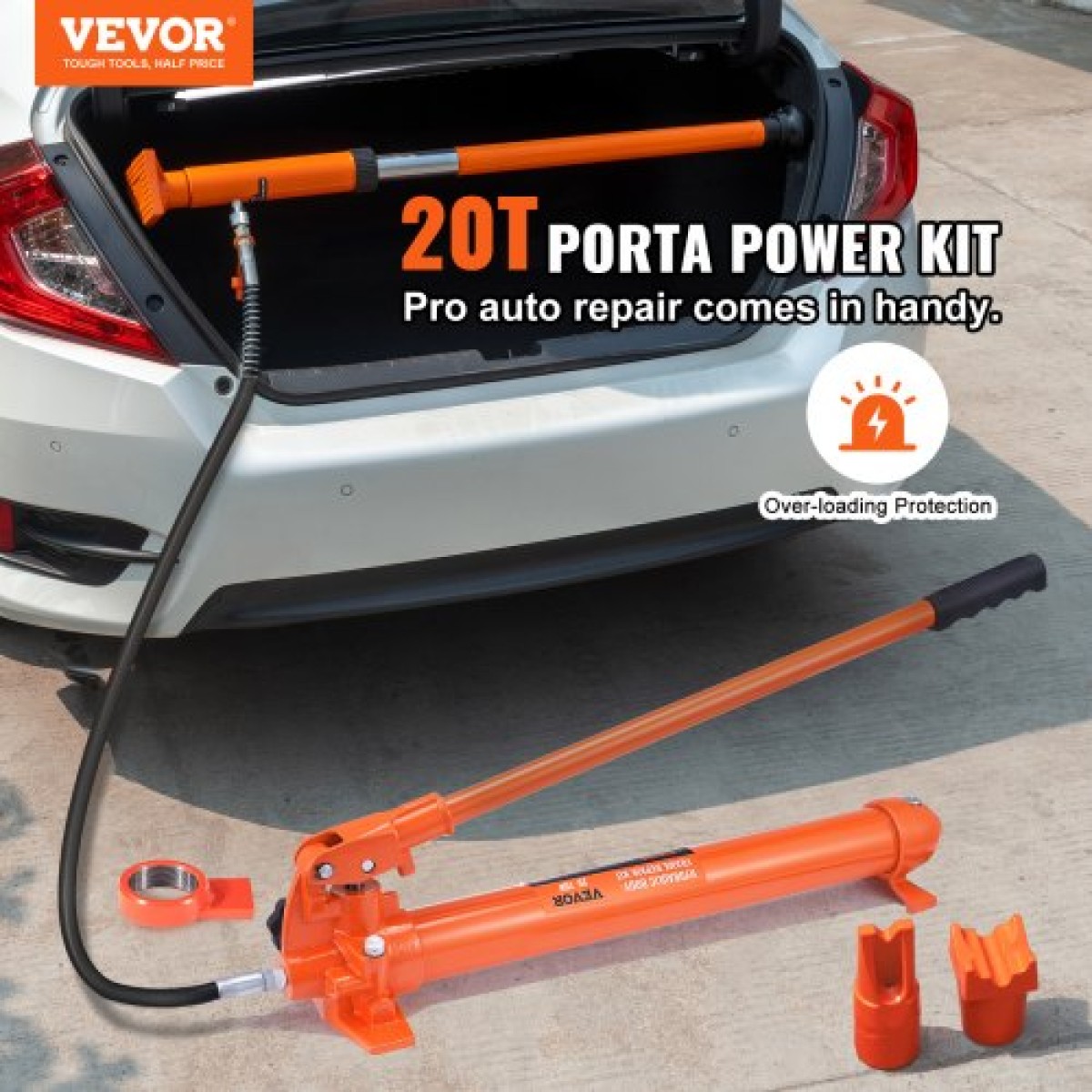 VEVOR 20 Ton Porta Power Kit, Φορητό Υδραυλικό Jack με λάστιχο λαδιού 4,6 ft/1,4 m, Εργαλείο επισκευής πλαισίου αυτοκινήτου με θήκη αποθήκευσης για αυτοκίνητα, βαρύ εξοπλισμό, μηχανικό (44000 LBS)