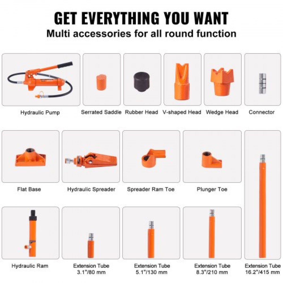 VEVOR 4 Ton Porta Power Kit, Φορητός υδραυλικός γρύλος με σωλήνα λαδιού 3,9 ft/1,2 m, κιτ επισκευής πλαισίου αυτοκινήτου με θήκη αποθήκευσης για επισκευή αυτοκινήτου, φορτηγό, αγρόκτημα (8800 LBS)