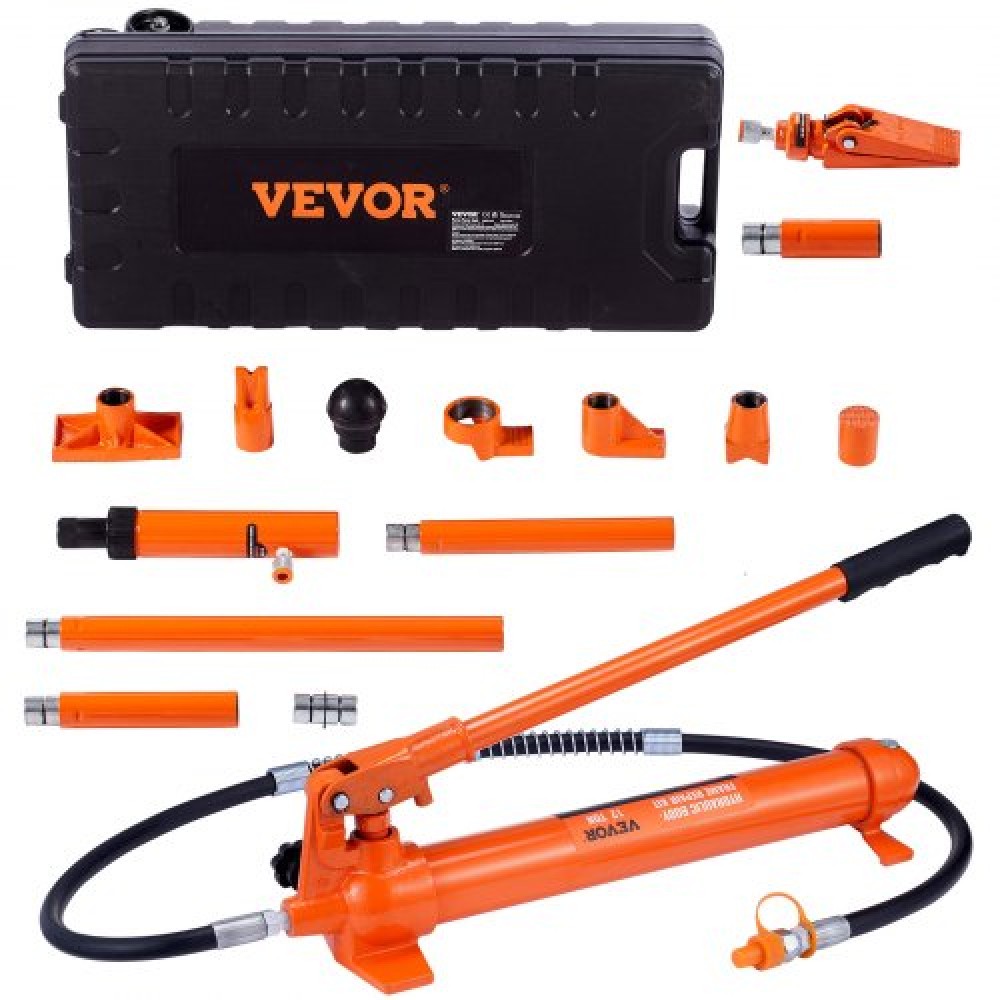 VEVOR 12 Ton Porta Power Kit, Υδραυλικό Ram με αντλία με λάστιχο λαδιού 4,6 ft/1,4 m, Φορητό υδραυλικό γρύλο με θήκη αποθήκευσης για αυτοκίνητα, γκαράζ, αγρόκτημα, μηχανικό (26455 LBS)