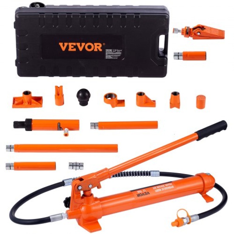 VEVOR 12 Ton Porta Power Kit, Υδραυλικό Ram με αντλία με λάστιχο λαδιού 4,6 ft/1,4 m, Φορητό υδραυλικό γρύλο με θήκη αποθήκευσης για αυτοκίνητα, γκαράζ, αγρόκτημα, μηχανικό (26455 LBS)