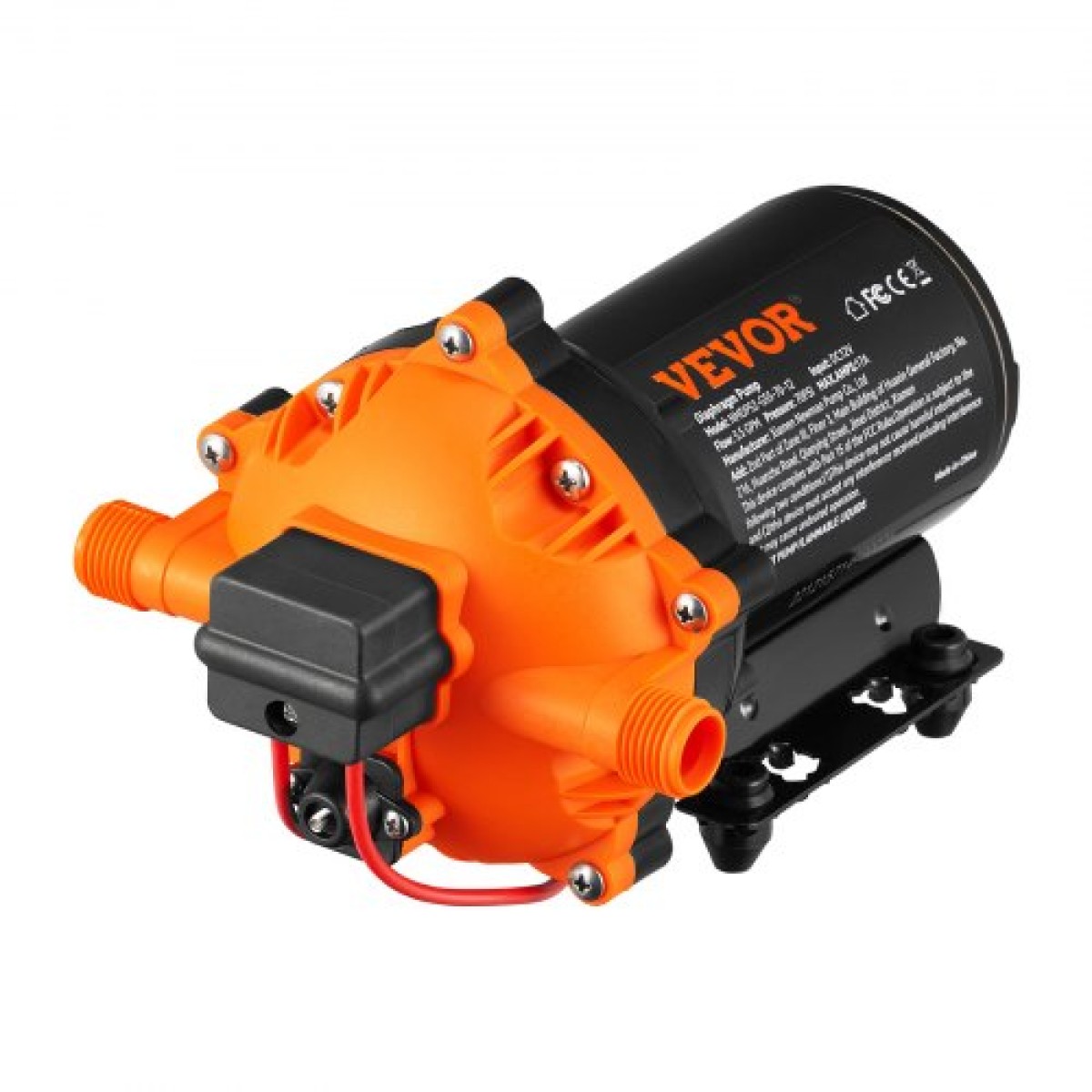 Αντλία με διάφραγμα νερού VEVOR, 12V DC, ροή 5,5 GPM, Ονομαστική πίεση 70 PSI (ρυθμιζόμενη 40-100 PSI), Αντλία ψεκασμού 1/2" MNPT Self Primering Sprayer with Pressure Switch for RV Camper Marine Boat Lawn, με πιστοποίηση FCC