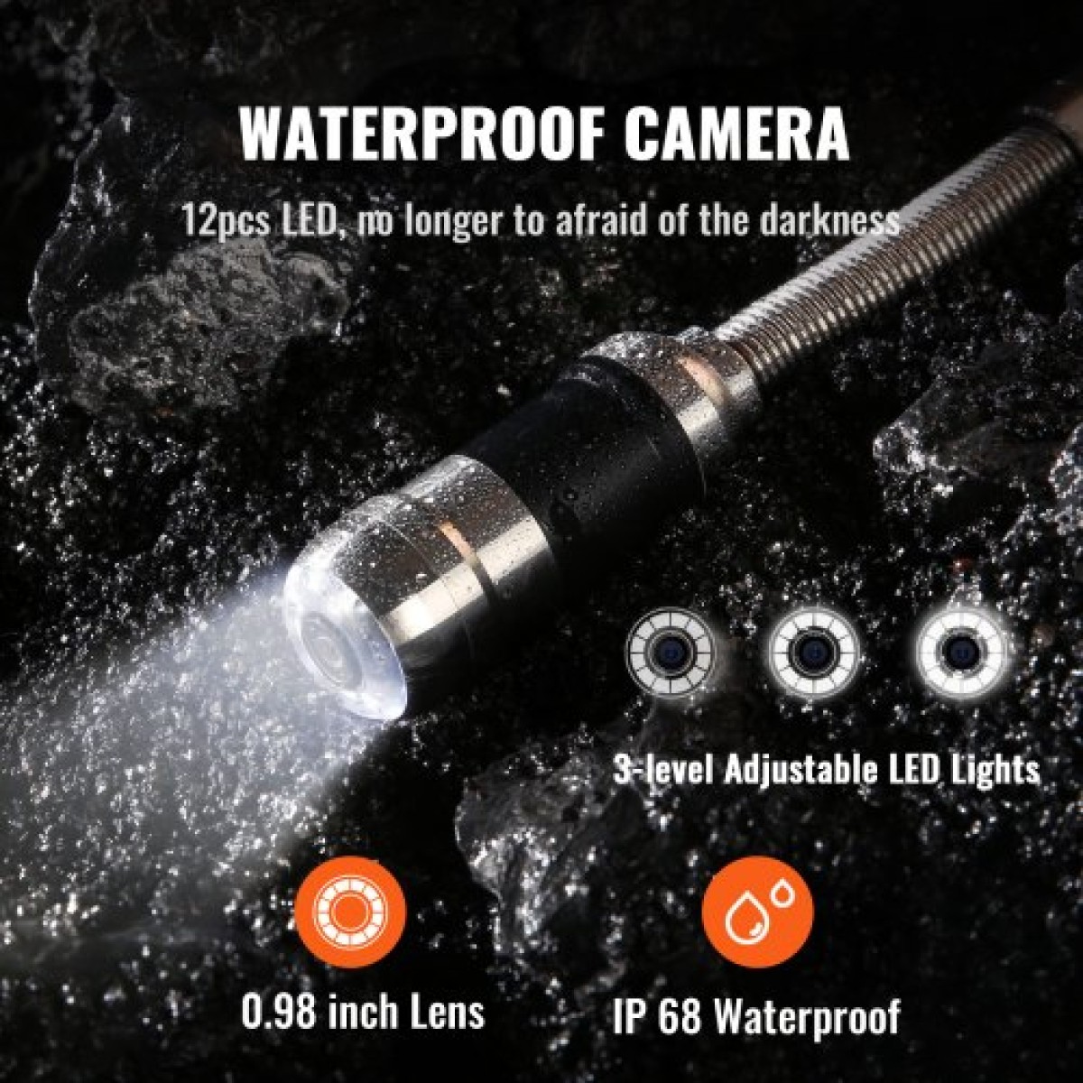 VEVOR Sewer Camera Pipe Inspection Camera 17,8 cm 1000TVL Camera 30,5m w/Locator 512Hz