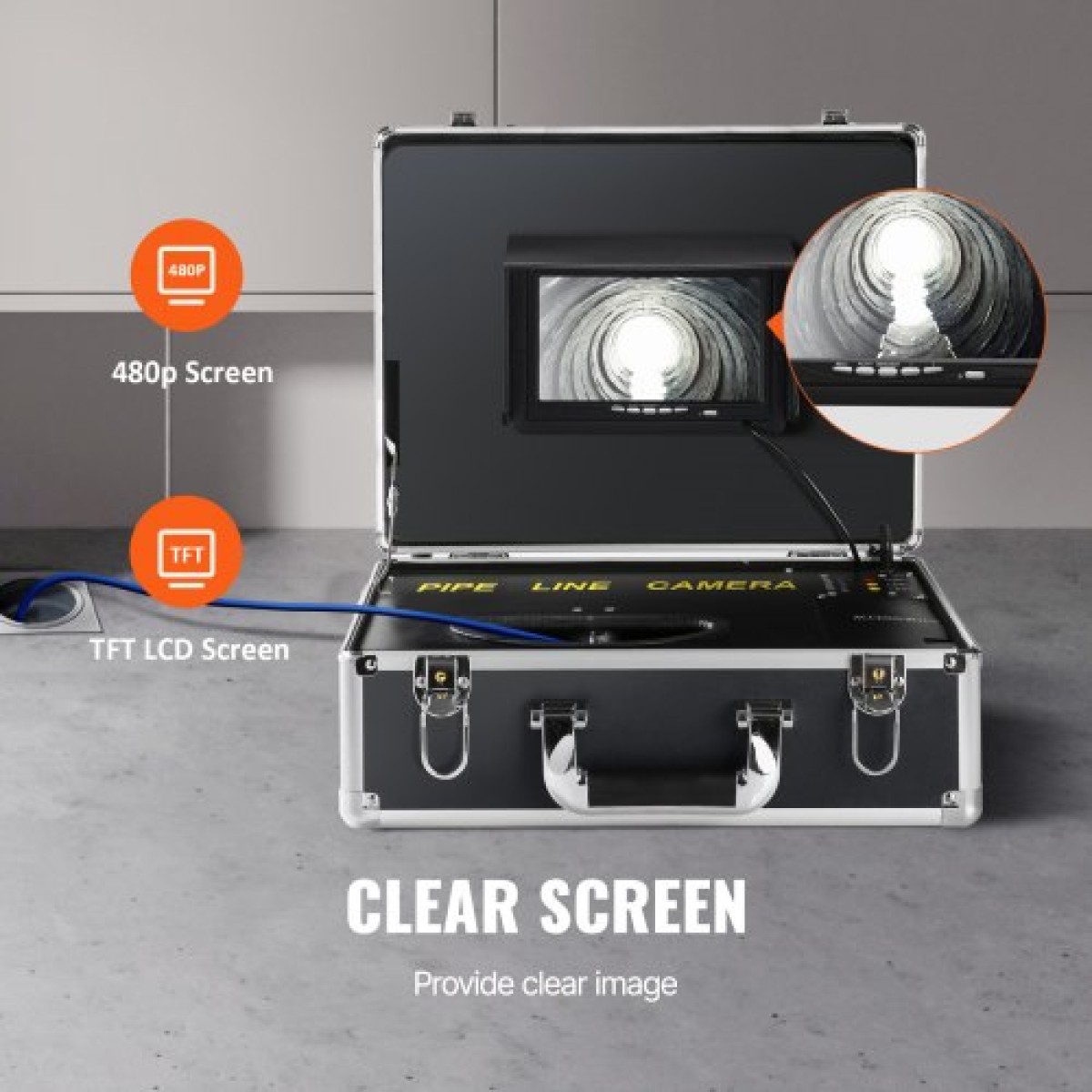 VEVOR Sewer Camera Pipe Inspection Camera 17,8 cm Screen 1000TVL Camera 40m