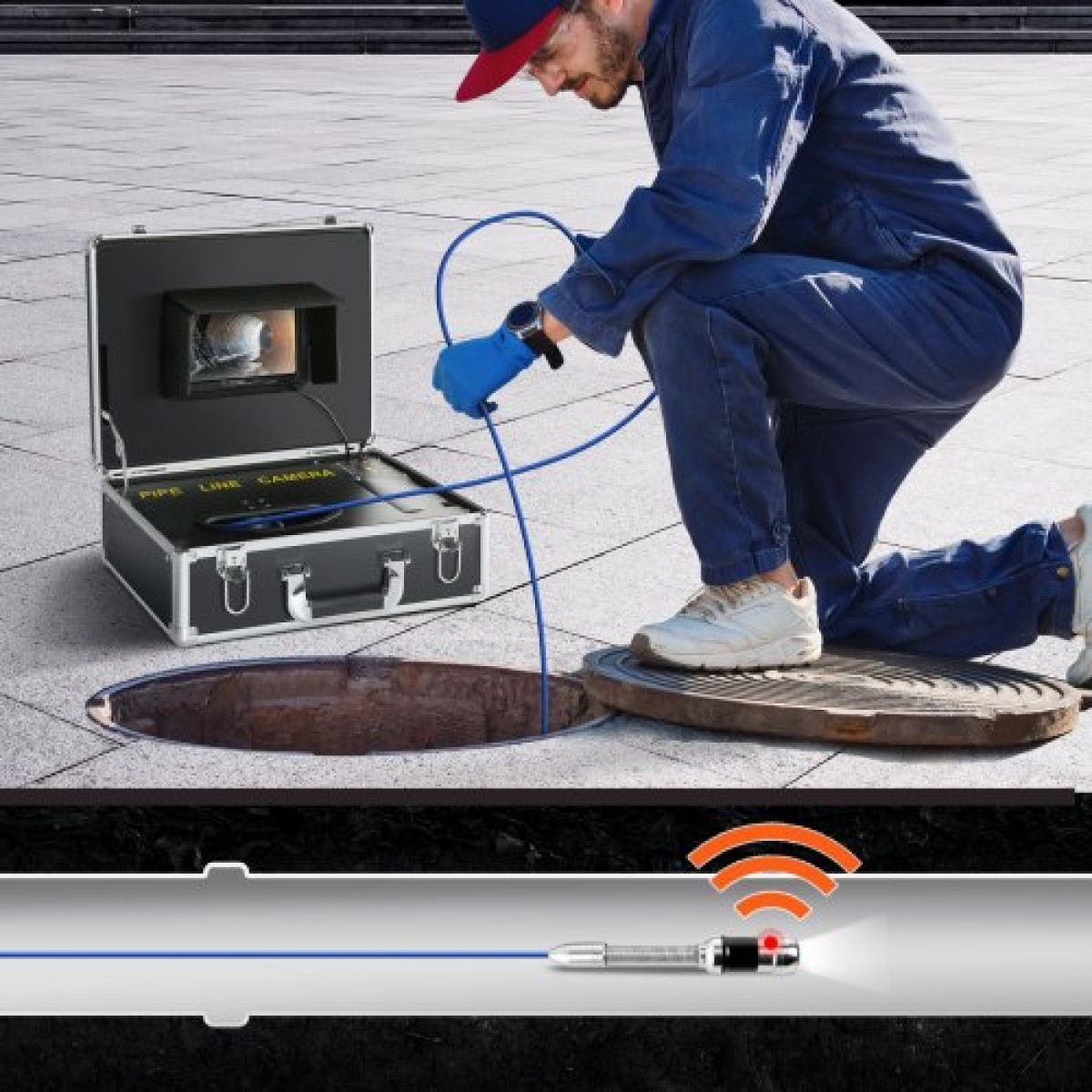 VEVOR Sewer Camera Pipe Inspection Camera 17,8 cm Screen 1000TVL Camera 40m