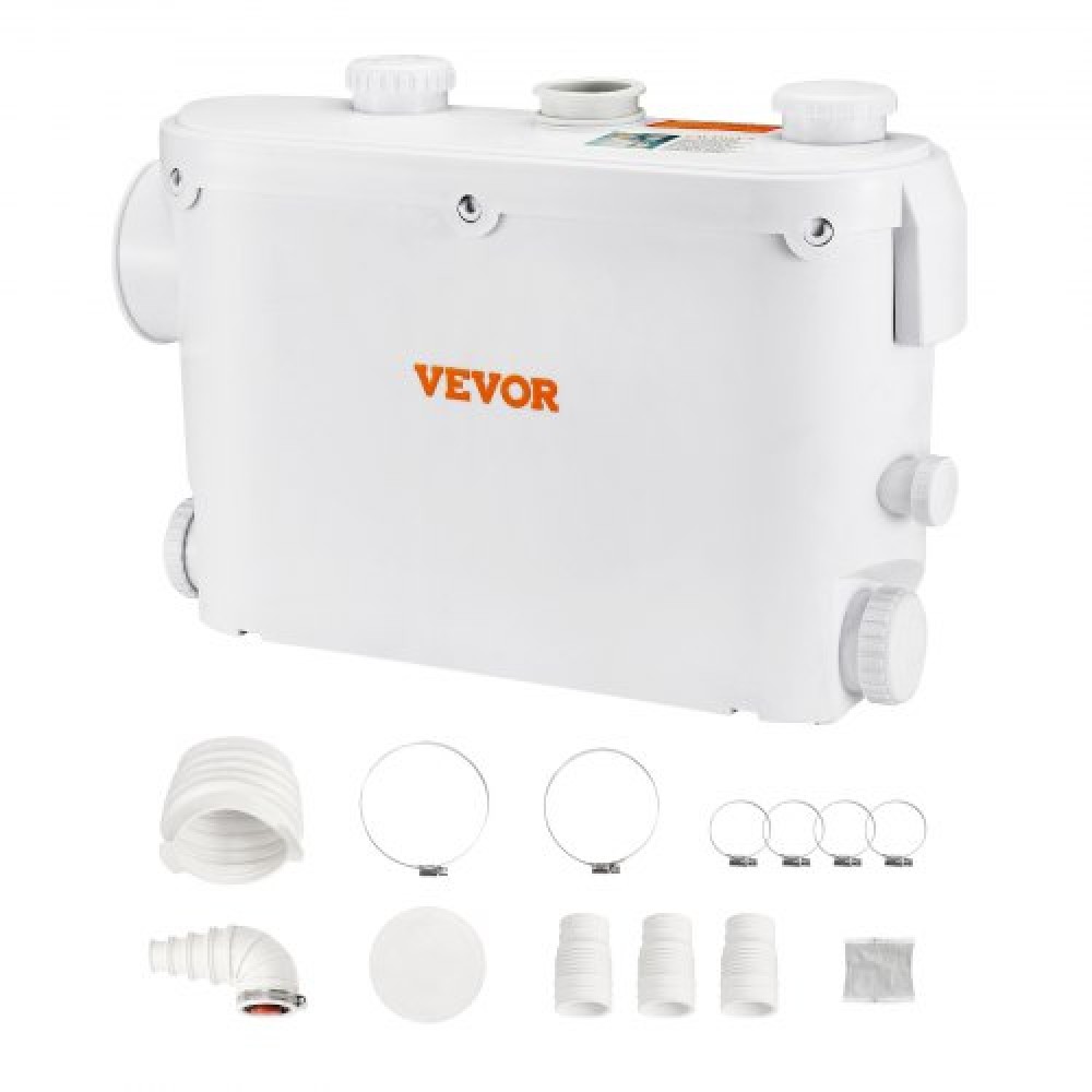 VEVOR Macerator Pump, 500W, 6600 L/h Flow, 26,2 ft/8 m Head, Macerator Pump Card Sump with 3 Water Intitions for Wullet, Υπόγειο, Κουζίνα, Νεροχύτη, Ντους, Μπανιέρα Απόρριψη Λυμάτων