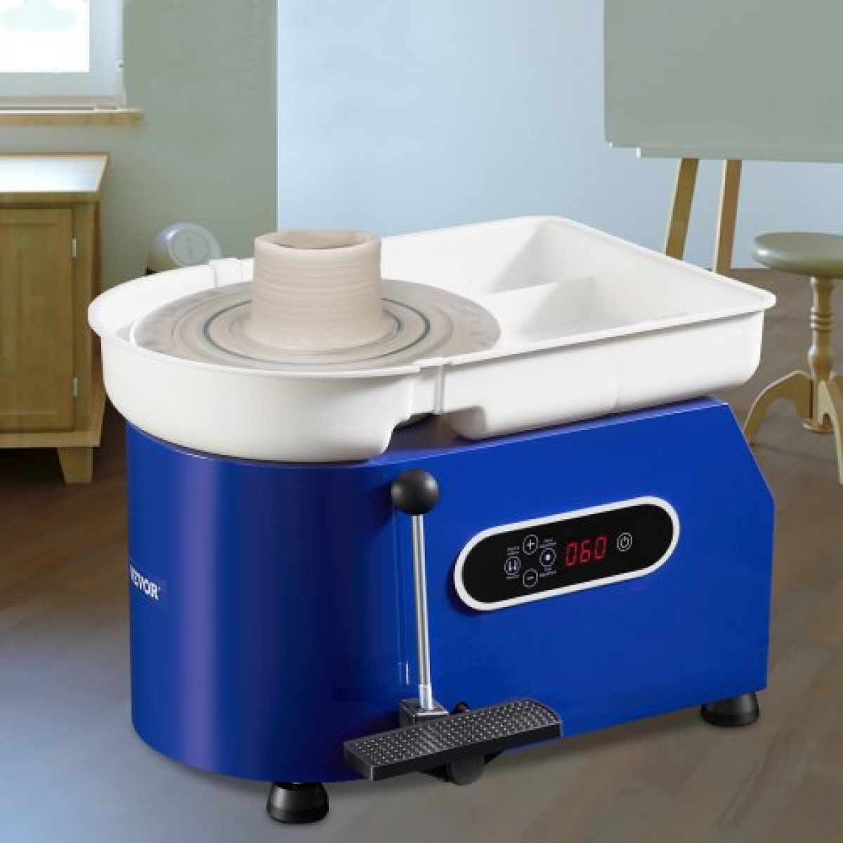 Τροχός κεραμικής VEVOR, 450 W, 11 σε πήλινη μηχανή διαμόρφωσης τροχών, 60-300 σ.α.λ. ρυθμιζόμενη ταχύτητα με χειριστήριο χειρολαβής και πεντάλ, αποσπώμενη λεκάνη ABS, κιτ αξεσουάρ για ενήλικες και αρχάριους χειροτεχνίας DIY, Μπλε
