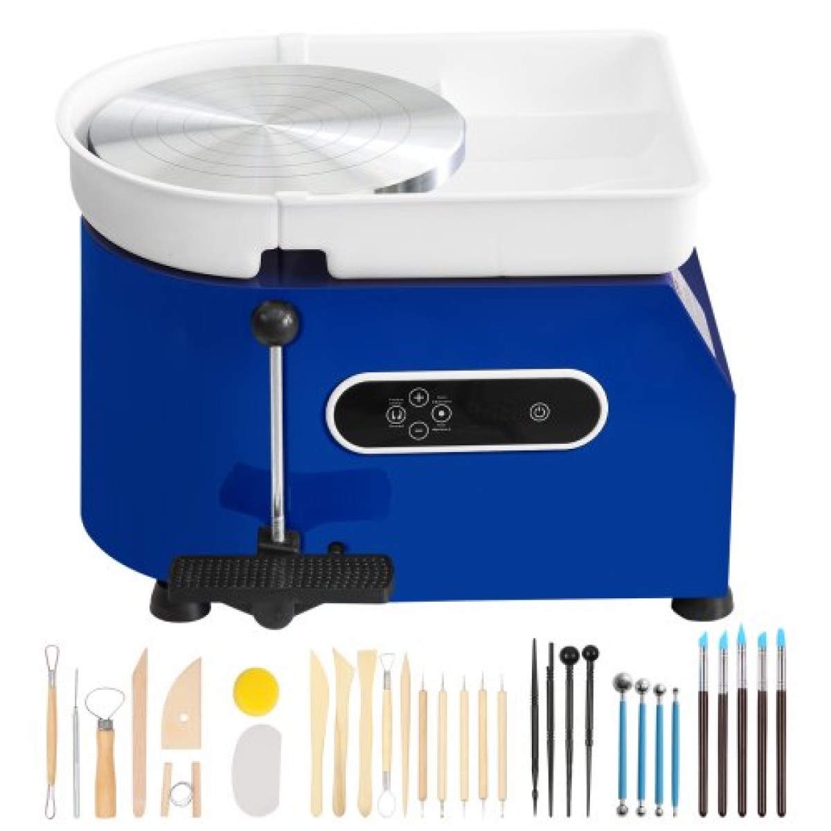 Τροχός κεραμικής VEVOR, 450 W, 11 σε πήλινη μηχανή διαμόρφωσης τροχών, 60-300 σ.α.λ. ρυθμιζόμενη ταχύτητα με χειριστήριο χειρολαβής και πεντάλ, αποσπώμενη λεκάνη ABS, κιτ αξεσουάρ για ενήλικες και αρχάριους χειροτεχνίας DIY, Μπλε