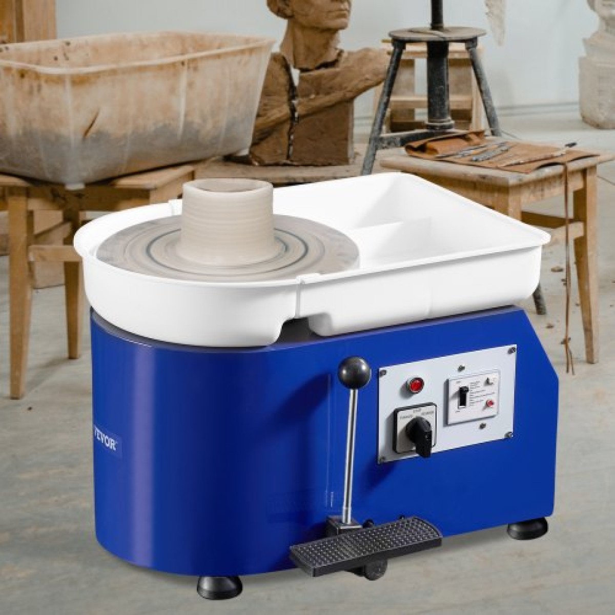 Τροχός κεραμικής VEVOR, 350 W, 11 σε πήλινη μηχανή διαμόρφωσης τροχών, 60-300 σ.α.λ. ρυθμιζόμενη ταχύτητα με χειριστήριο λαβής και πεντάλ, αποσπώμενη λεκάνη ABS, κιτ αξεσουάρ για ενήλικες και αρχάριους χειροτεχνίας DIY, Μπλε