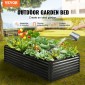 VEVOR Μεταλλικό υπερυψωμένο κρεβάτι κήπου, 2,4 x 1,2 x 0,6 m Γαλβανισμένο κουτί κήπου εξωτερικού χώρου, σχέδιο ανοιχτού πυθμένα, μεγάλο υπερυψωμένο κρεβάτι για καλλιέργεια λαχανικών, λουλουδιών, βοτάνων και παχύφυτων, σκούρο γκρι