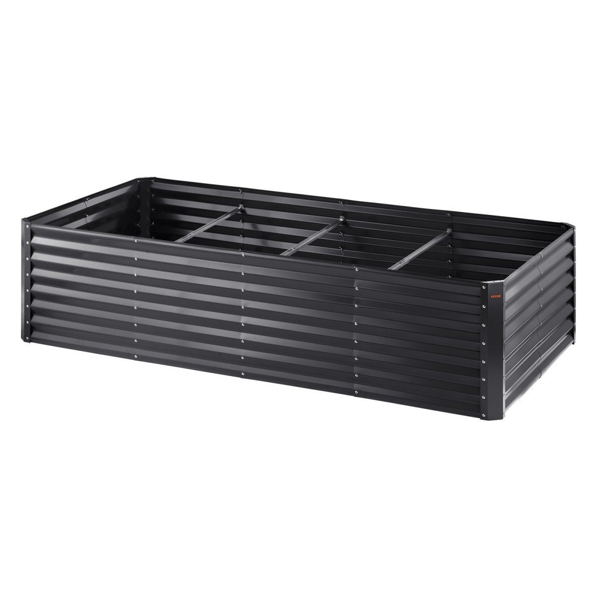 VEVOR Μεταλλικό υπερυψωμένο κρεβάτι κήπου, 2,4 x 1,2 x 0,6 m Γαλβανισμένο κουτί κήπου εξωτερικού χώρου, σχέδιο ανοιχτού πυθμένα, μεγάλο υπερυψωμένο κρεβάτι για καλλιέργεια λαχανικών, λουλουδιών, βοτάνων και παχύφυτων, σκούρο γκρι