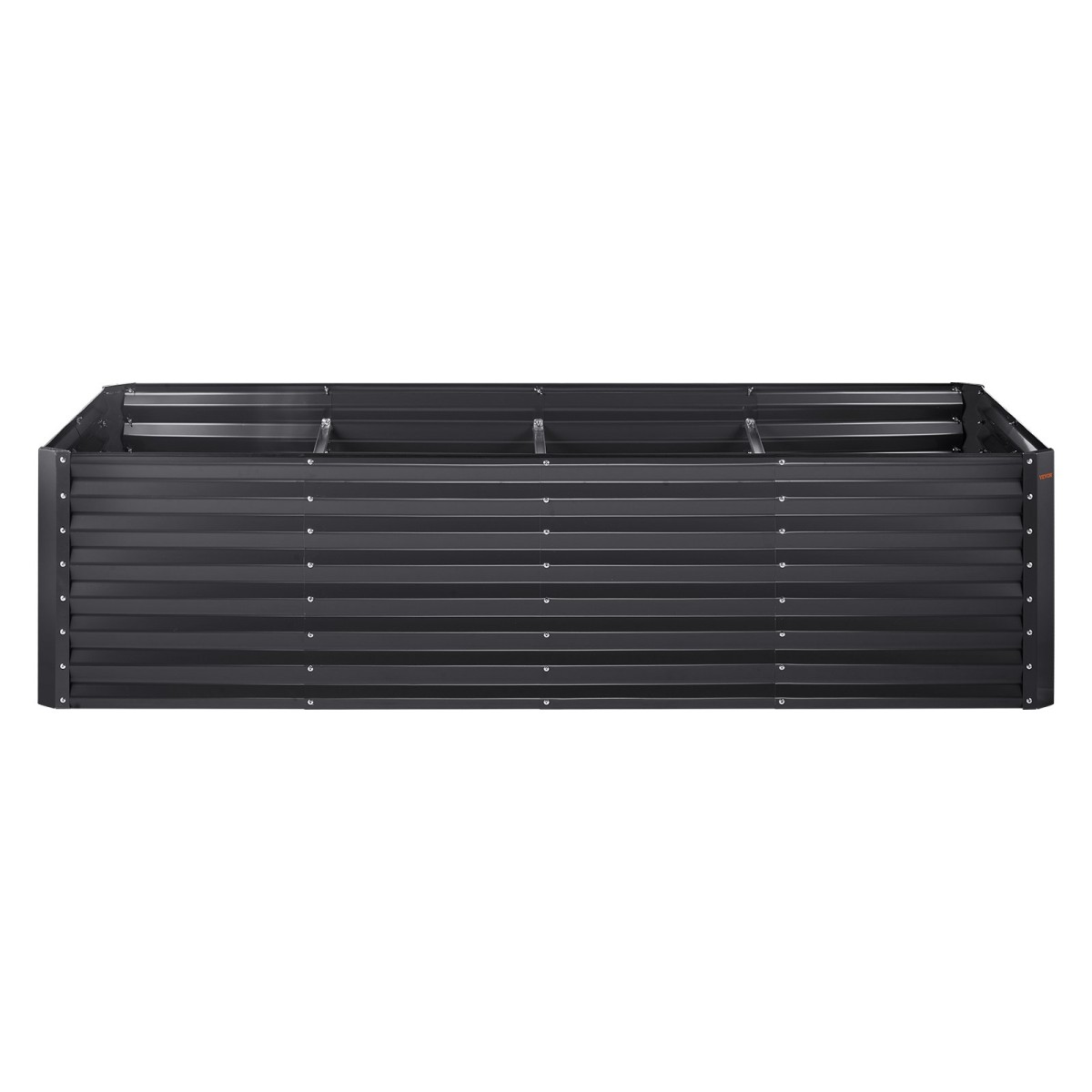 VEVOR Μεταλλικό υπερυψωμένο κρεβάτι κήπου, 2,4 x 1,2 x 0,6 m Γαλβανισμένο κουτί κήπου εξωτερικού χώρου, σχέδιο ανοιχτού πυθμένα, μεγάλο υπερυψωμένο κρεβάτι για καλλιέργεια λαχανικών, λουλουδιών, βοτάνων και παχύφυτων, σκούρο γκρι