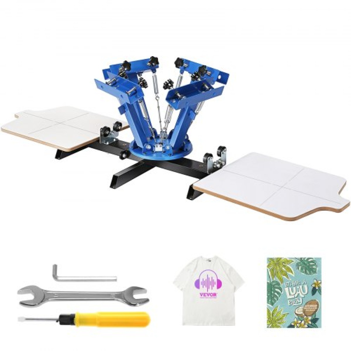 Screen Printing Machine VEVOR, 4 Color 2 Station 360° Rotable Screen Printing Press, 21,2x17,7in / 54x45cm Screen Printing Press, Παλέτα τοποθέτησης διπλής στρώσης για εκτύπωση T-shirt DIY