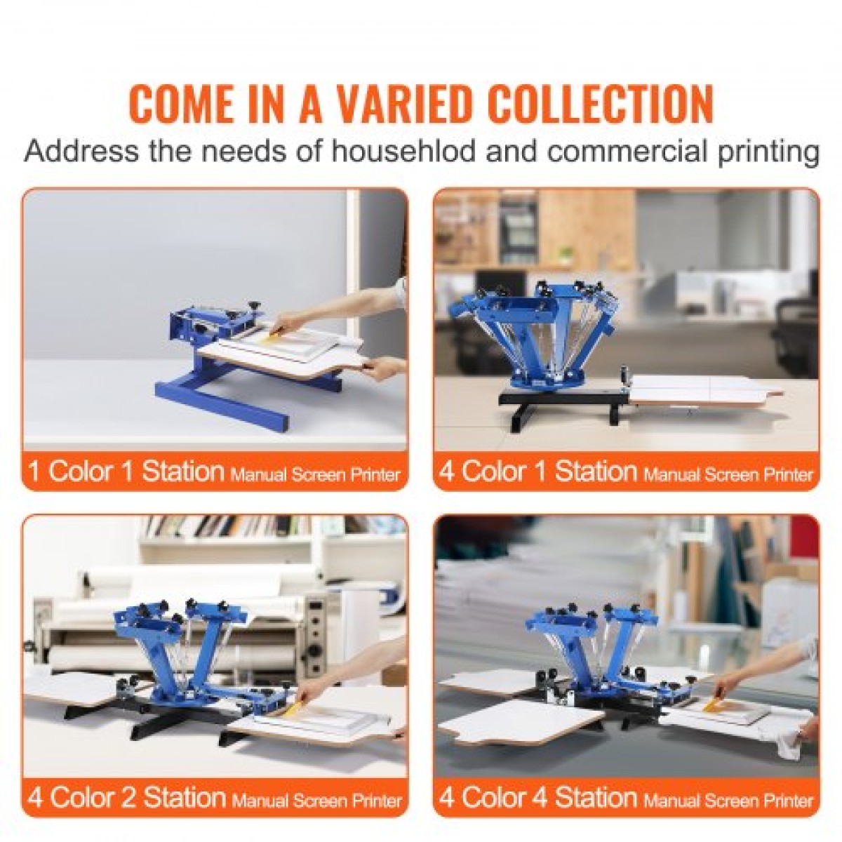 Screen Printing Machine VEVOR, 4 Color 4 Station 360° Rotable Silk Printing Press, 21,2x17,7in / 54x45cm Screen Printing Press, Παλέτα τοποθέτησης διπλής στρώσης για T-shirt Printing DIY