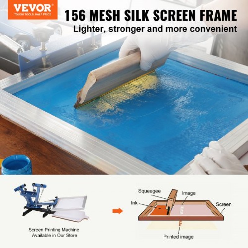 VEVOR Screen Printing Kit Μεταξωτό Πλαίσιο Μεταξοτυπίας 25,4 cm x 35,6 cm 156 Count Mesh 6τμχ