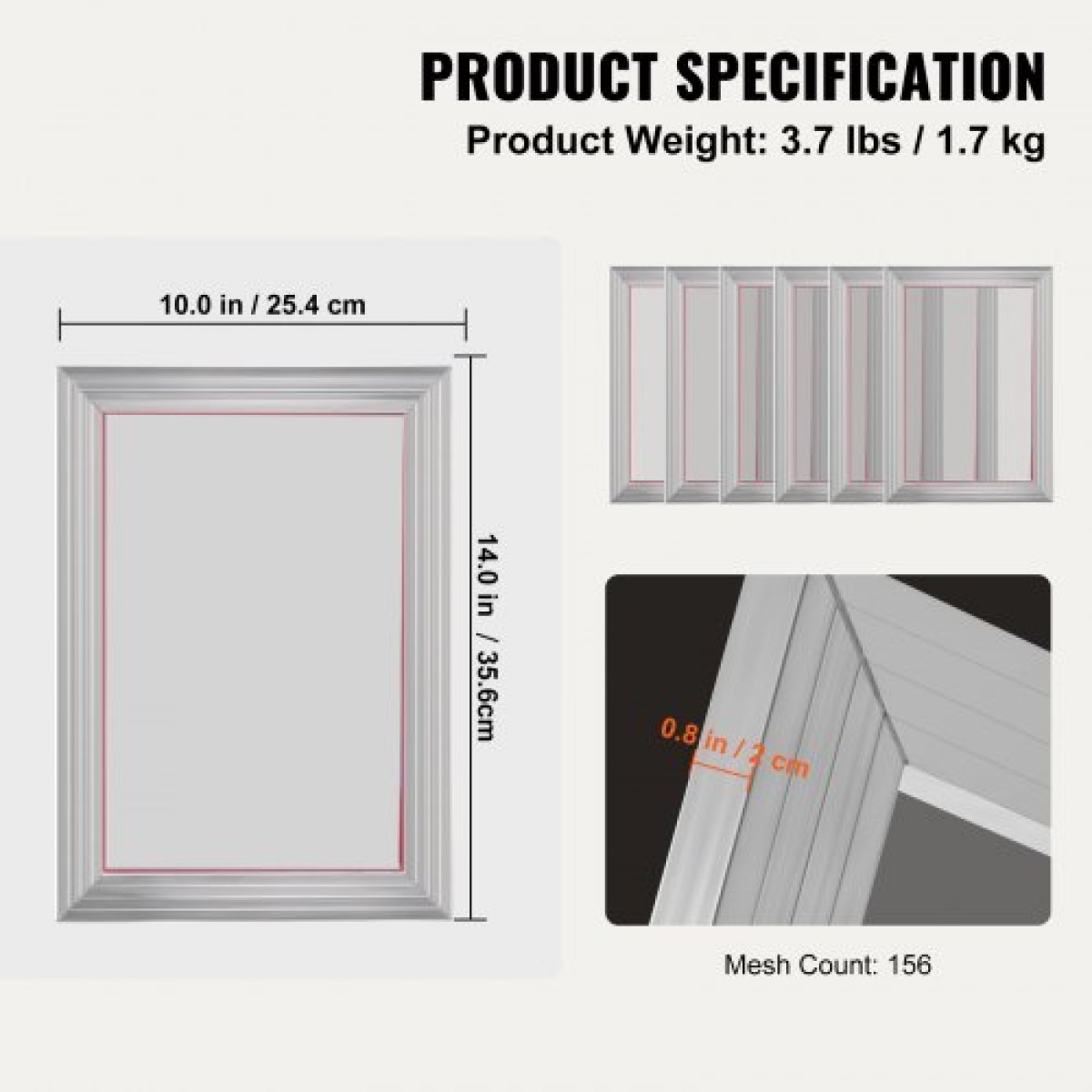 VEVOR Screen Printing Kit Μεταξωτό Πλαίσιο Μεταξοτυπίας 25,4 cm x 35,6 cm 156 Count Mesh 6τμχ