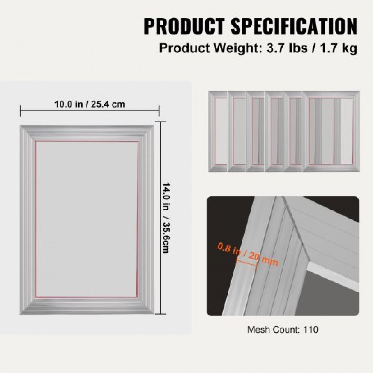 VEVOR Screen Printing Kit Μεταξοτυπία Πλαίσιο Μεταξοτυπίας 25,4 cm x 35,6 cm 110 Count Mesh 6τμχ