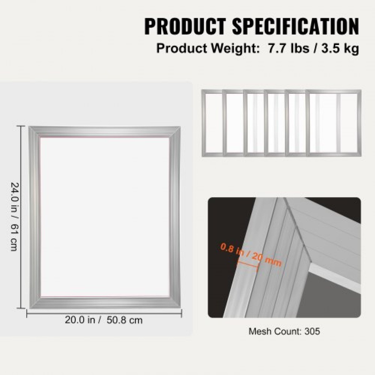 VEVOR Screen Printing Press Screen Printing Machine 50,8 x 61 cm 305 Mesh 6 Screen Frames