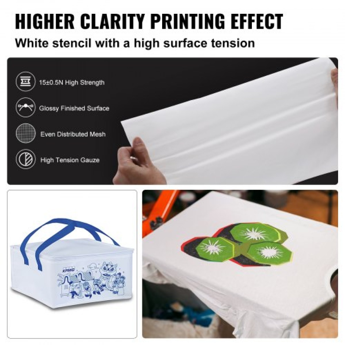 VEVOR Screen Printing Kit Μεταξωτό Πλαίσιο Μεταξοτυπίας 40,6 cm x 50,8 cm 110 Count Mesh 6τμχ