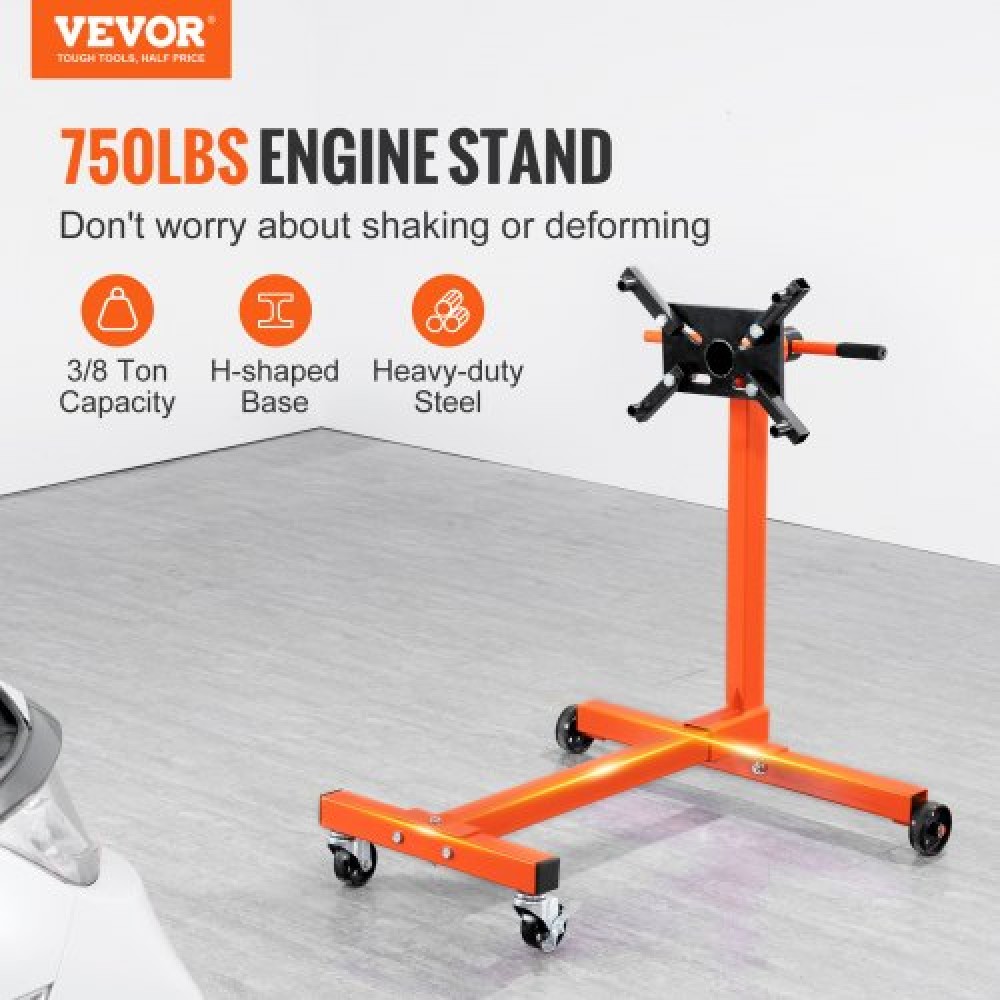 Βάση κινητήρα VEVOR, 340 kg Περιστρεφόμενος κινητήρας βάση κινητήρα με ρυθμιζόμενη κεφαλή 360 μοιρών, ανυψωτικό κινητήρα από χυτοσίδηρο Dolly, 4-Caster, 4 ρυθμιζόμενοι βραχίονες, για συντήρηση οχήματος, επισκευή αυτοκινήτων