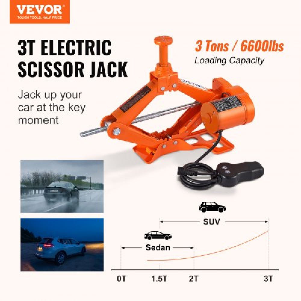 VEVOR Electric Car Jack Floor Jack 3 Ton Electric Scissor Jack Jack Car Repair Tool