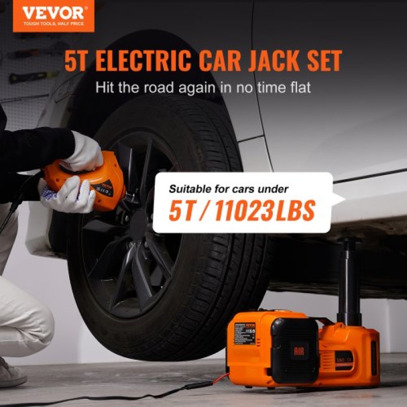 VEVOR Electric Hydraulic Car Floor Jack 5 Ton 12V με αντλία φουσκώματος με κλειδί κρούσης