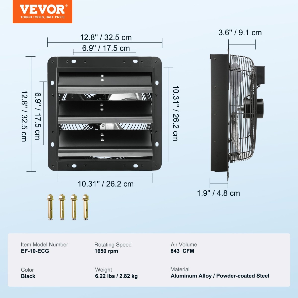 Βεντιλατέρ εξάτμισης κλείστρου VEVOR, 254 mm με ελεγκτή υγρασίας θερμοκρασίας, κινητήρας EC, 843 CFM, ανεμιστήρας σοφίτας με ρυθμιζόμενη μεταβλητή ταχύτητα, εξαερισμός και ψύξη για θερμοκήπια, γκαράζ, υπόστεγα