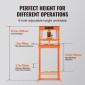 VEVOR Hydraulic, δάπεδο πλαισίου 12 τόνων, πλάκες σφράγισης, ρυθμιζόμενο ύψος τραπεζιού εργασίας για κάμψη ή ίσιωμα μετάλλου, γκαράζ ή οικιακή πρέσα καταστημάτων, πορτοκαλί