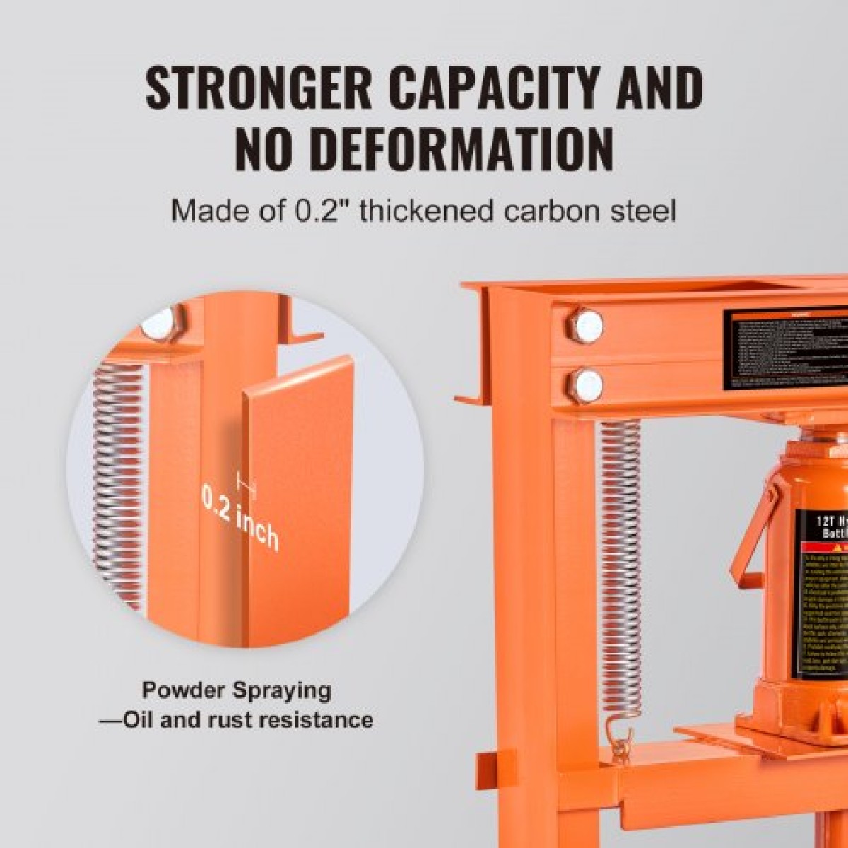 VEVOR Hydraulic, δάπεδο πλαισίου 12 τόνων, πλάκες σφράγισης, ρυθμιζόμενο ύψος τραπεζιού εργασίας για κάμψη ή ίσιωμα μετάλλου, γκαράζ ή οικιακή πρέσα καταστημάτων, πορτοκαλί