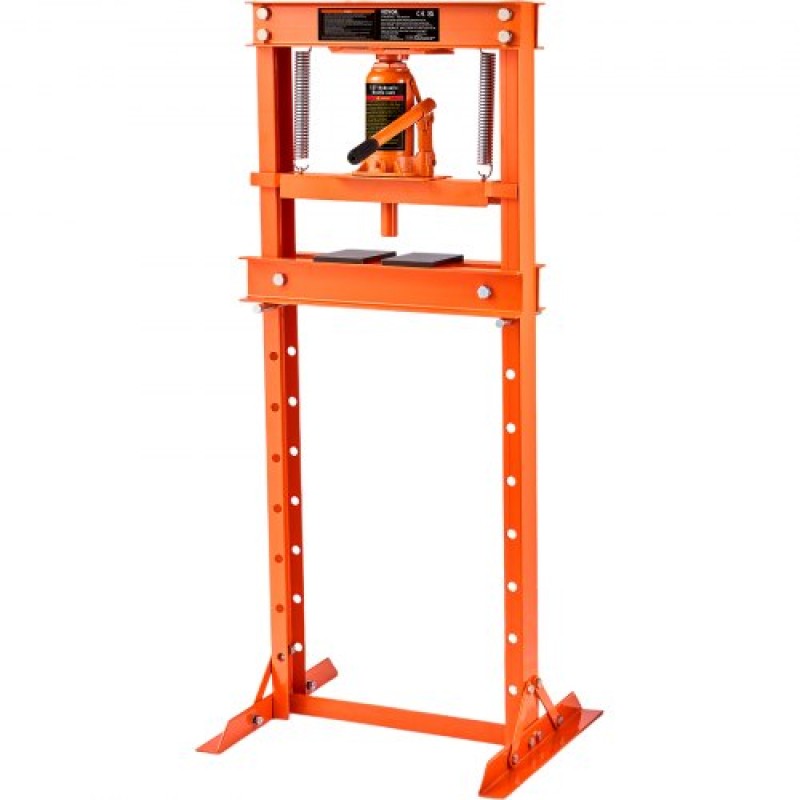 VEVOR Hydraulic, δάπεδο πλαισίου 12 τόνων, πλάκες σφράγισης, ρυθμιζόμενο ύψος τραπεζιού εργασίας για κάμψη ή ίσιωμα μετάλλου, γκαράζ ή οικιακή πρέσα καταστημάτων, πορτοκαλί
