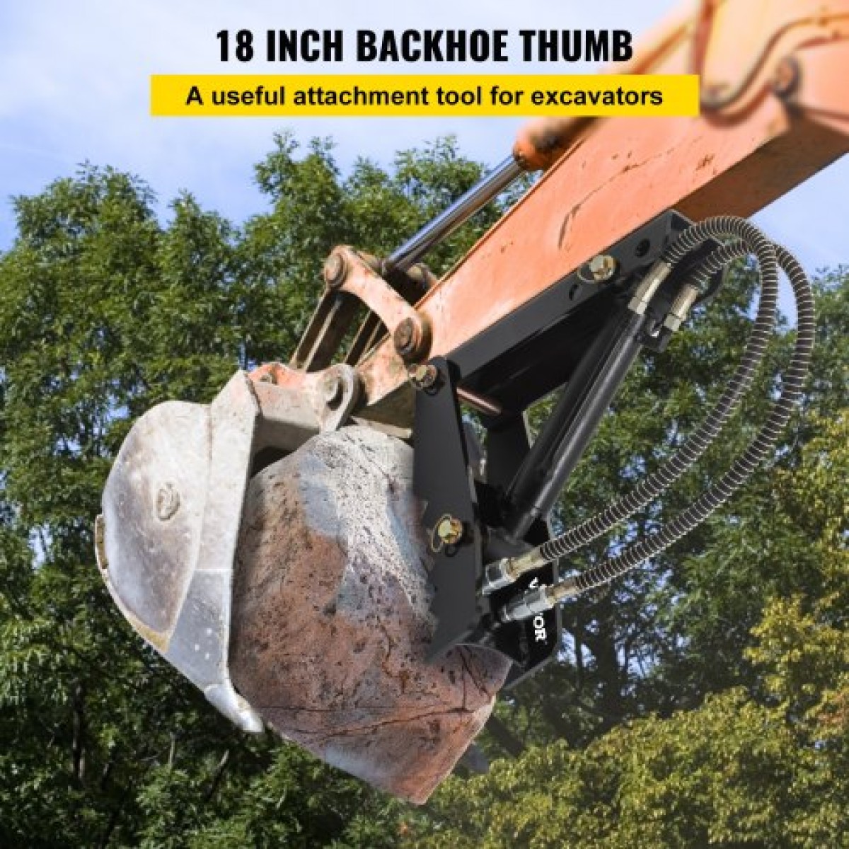 VEVOR Hydraulic Backhoe Thumb, 45,72 cm Πάχος 12,70 mm Αντίχειρας εκσκαφέα βαρέως τύπου, εξαρτήματα συγκόλλησης από μαύρο χάλυβα στον αντίχειρα με υδραυλικό κύλινδρο, μηχανικός υδραυλικός αντίχειρας για εκσκαφέας/εκσκαφέας