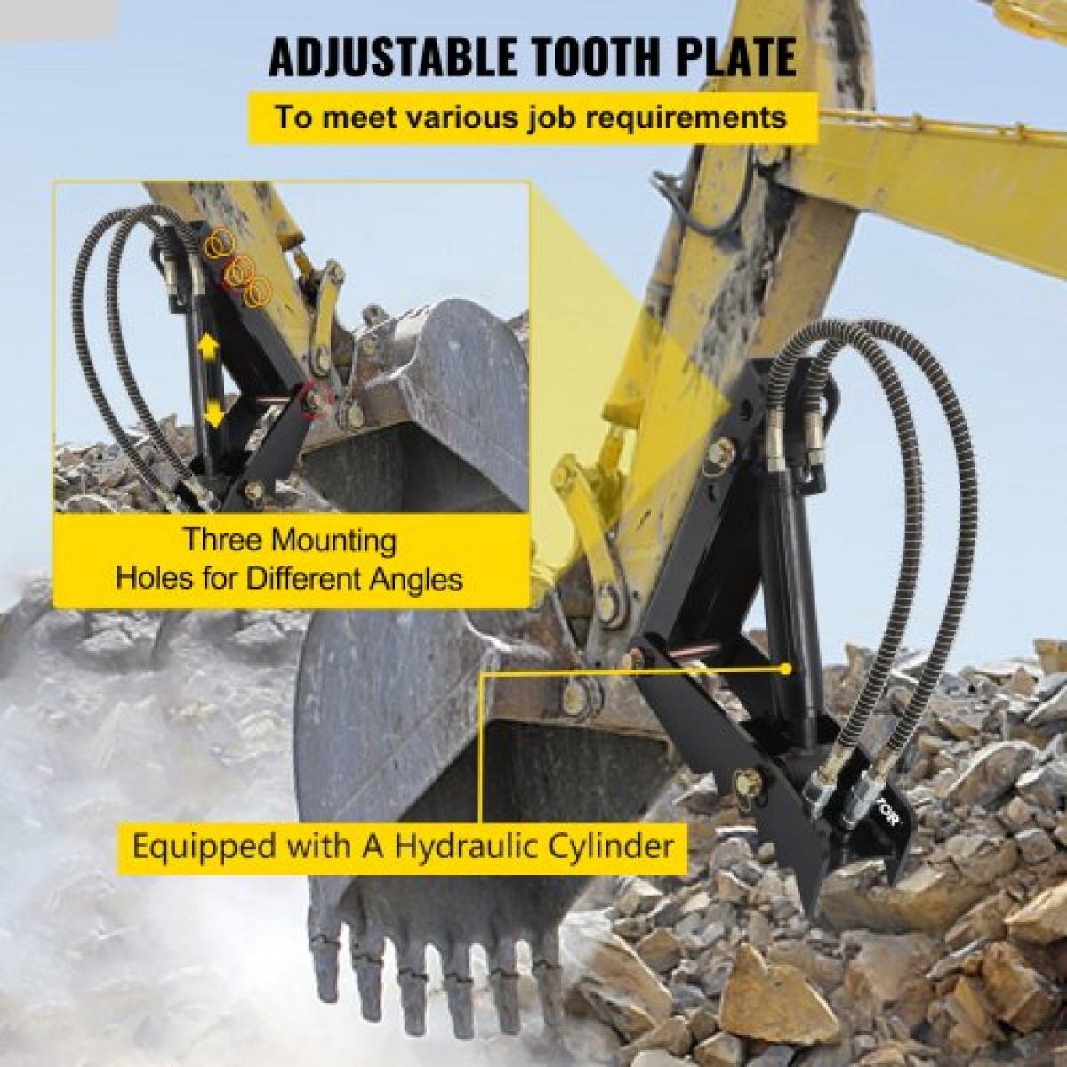 VEVOR Hydraulic Backhoe Thumb, 45,72 cm Πάχος 12,70 mm Αντίχειρας εκσκαφέα βαρέως τύπου, εξαρτήματα συγκόλλησης από μαύρο χάλυβα στον αντίχειρα με υδραυλικό κύλινδρο, μηχανικός υδραυλικός αντίχειρας για εκσκαφέας/εκσκαφέας