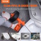 VEVOR Auger αποστράγγισης 762 cm, Plumbing Snake Auto Feed, Plumbers Snake with Drill Attachment, Pipe Snake Drain Auger για Νεροχύτη μπάνιου κουζίνας με προστατευτικό σωλήνα και γάντια
