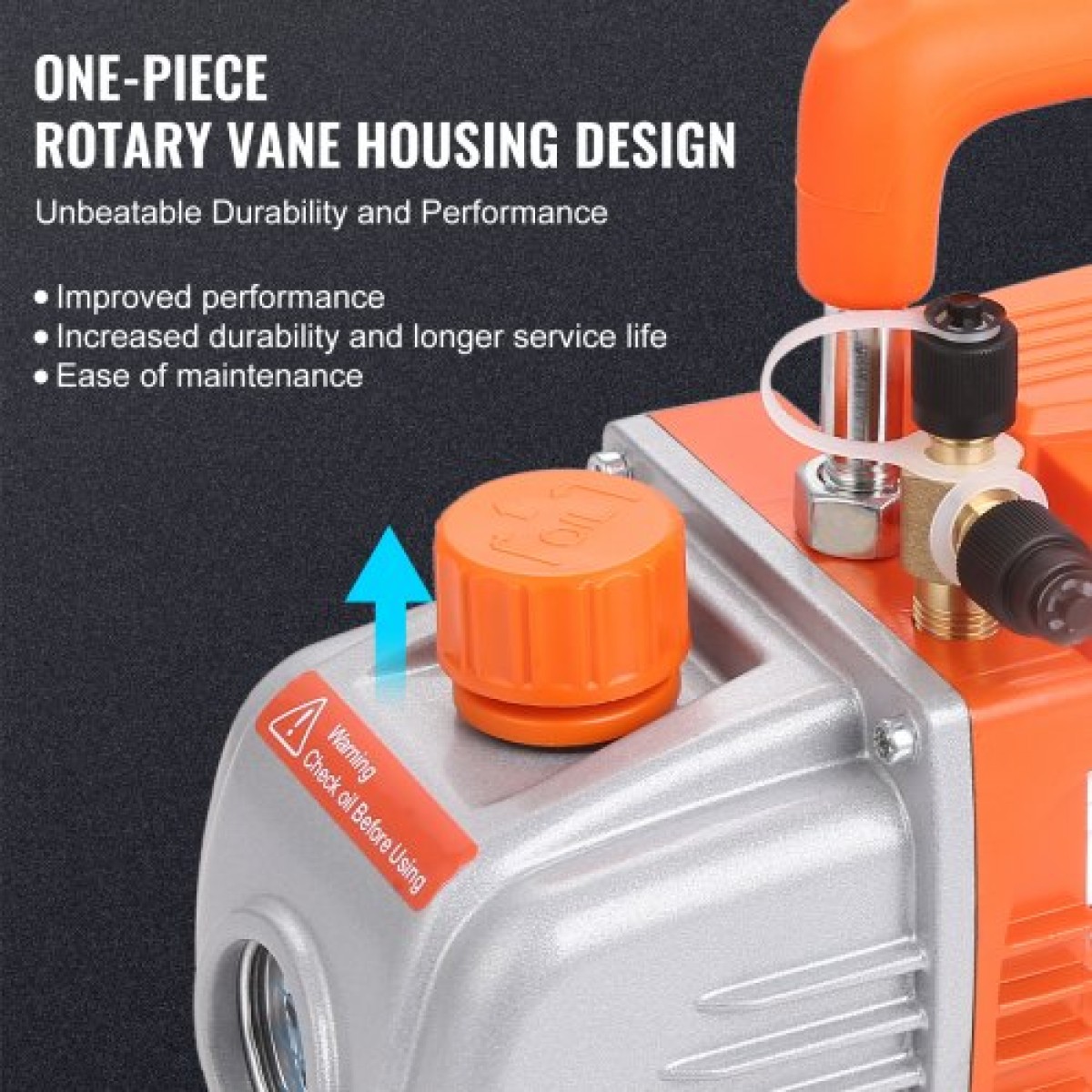 Αντλία κενού VEVOR 1/5 HP Single Stage Pump, 3,5 CFM, 220-240V AC Conditioner Conditioner Vacuum Pump, 0,6 cm SAE Αρσενική είσοδος 1,27 cm ACME, για επισκευή HVAC, Συντήρηση Ψύξης, Απασφάλιση ρητίνης