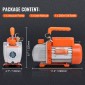 Αντλία κενού VEVOR 1/5 HP Single Stage Pump, 3,5 CFM, 220-240V AC Conditioner Conditioner Vacuum Pump, 0,6 cm SAE Αρσενική είσοδος 1,27 cm ACME, για επισκευή HVAC, Συντήρηση Ψύξης, Απασφάλιση ρητίνης