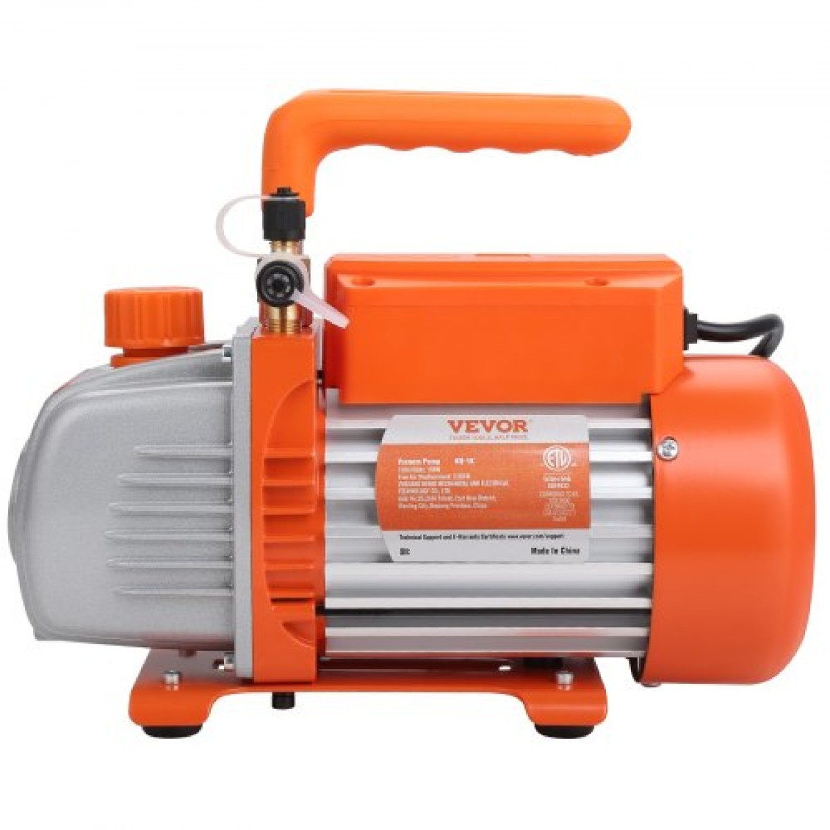 Αντλία κενού VEVOR 1/5 HP Single Stage Pump, 3,5 CFM, 220-240V AC Conditioner Conditioner Vacuum Pump, 0,6 cm SAE Αρσενική είσοδος 1,27 cm ACME, για επισκευή HVAC, Συντήρηση Ψύξης, Απασφάλιση ρητίνης