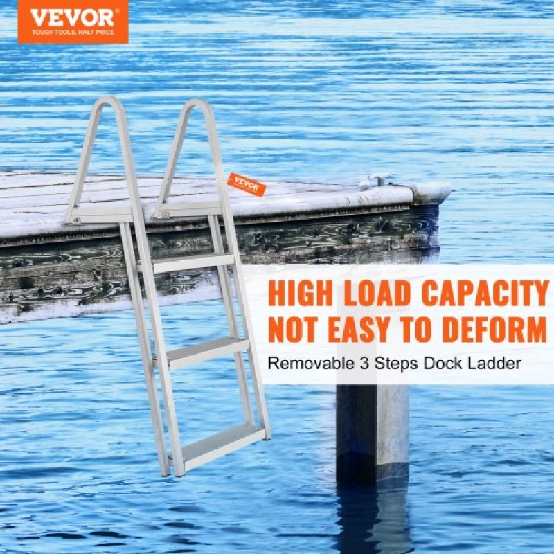 VEVOR 3-step ladder 159 kg boat ladder removable 610 x 455 x 1225 mm