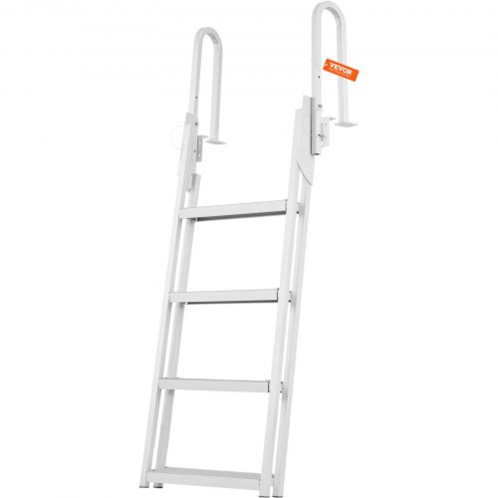 VEVOR Dock Ladder Flip Up 4 σκαλοπάτια, χωρητικότητα φόρτωσης 159 kg, σκάλα Pontoon σκάφους αλουμινίου με πλατύ σκαλοπάτι 4" & αντιολισθητικό πεντάλ σχεδίασης, Swimm Step Ladder για επιβίβαση σε πλοίο/λίμνη/πισίνα/θαλάσσιο