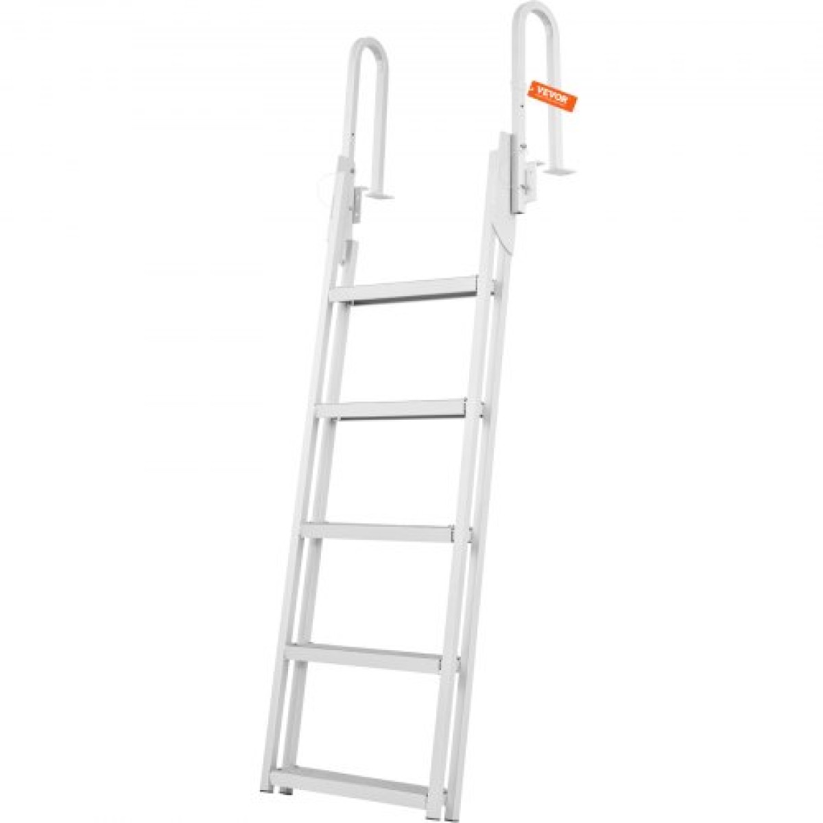 VEVOR Dock Ladder Flip Up 5 σκαλοπάτια, χωρητικότητα φόρτωσης 350 lbs, σκάλα Pontoon σκάφους αλουμινίου με πλατύ σκαλοπάτι 4" & αντιολισθητικό πεντάλ σχεδίασης, Swimm Step Ladder για επιβίβαση σε πλοίο/λίμνη/πισίνα/θαλάσσιο