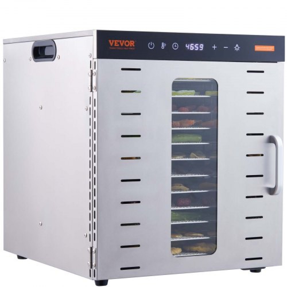 VEVOR 10 Trays Μηχανή αφυδάτωσης τροφίμων από ανοξείδωτο ατσάλι 1000W Jerky Fruit Drying