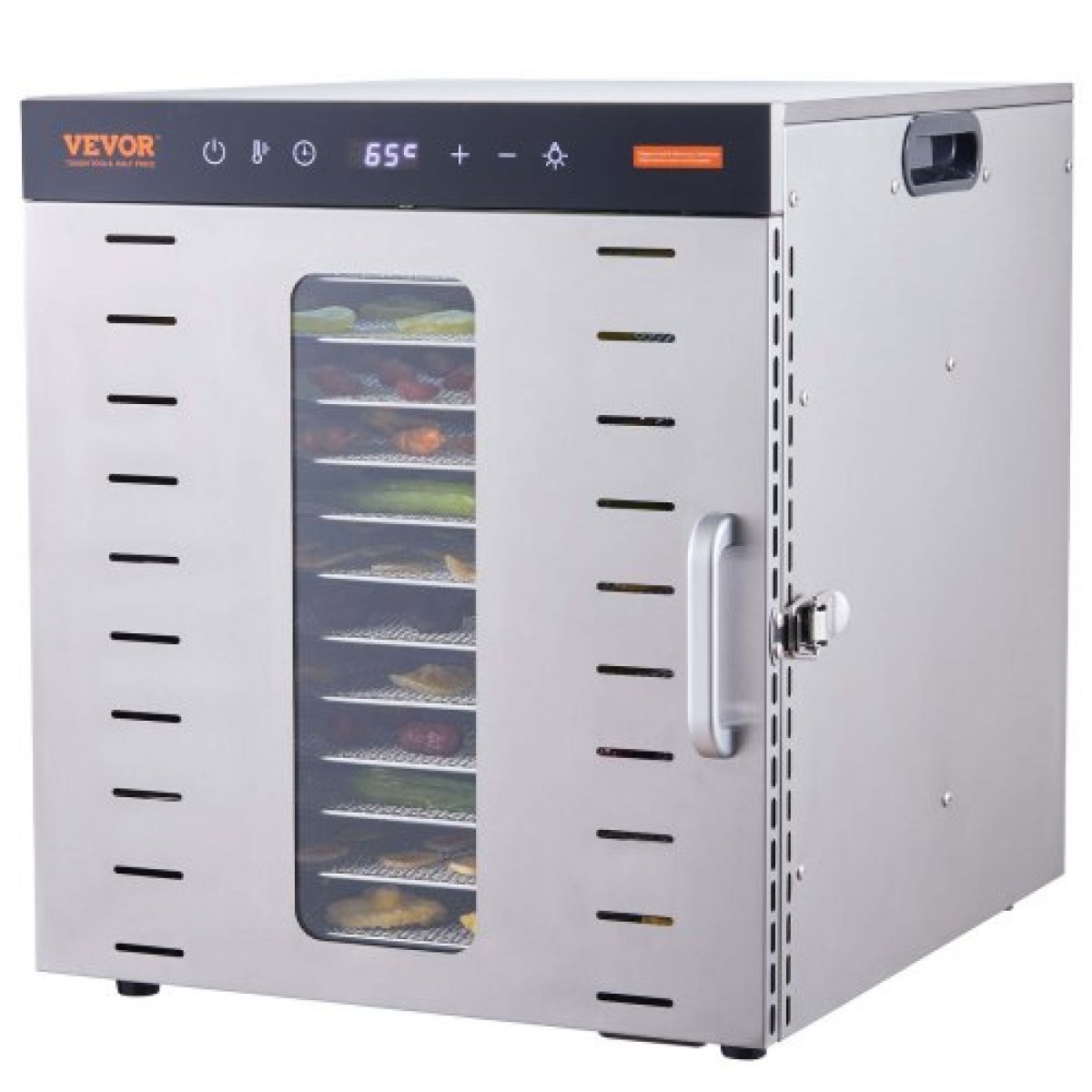 VEVOR 10 Trays Μηχανή αφυδάτωσης τροφίμων από ανοξείδωτο ατσάλι 1000W Jerky Fruit Drying