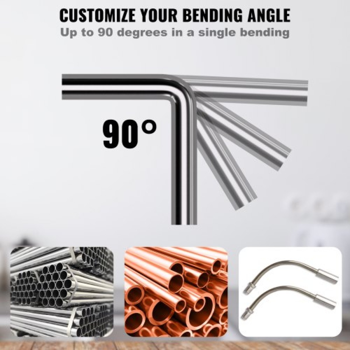 VEVOR Pipe Tube Bender, 6,4mm-22,2mm Ratcheting Tubing Bender, 90° Forward/Reverse Pipes Bending Tools with 7 Dies for HVAC Air Conditioning Refrigerator