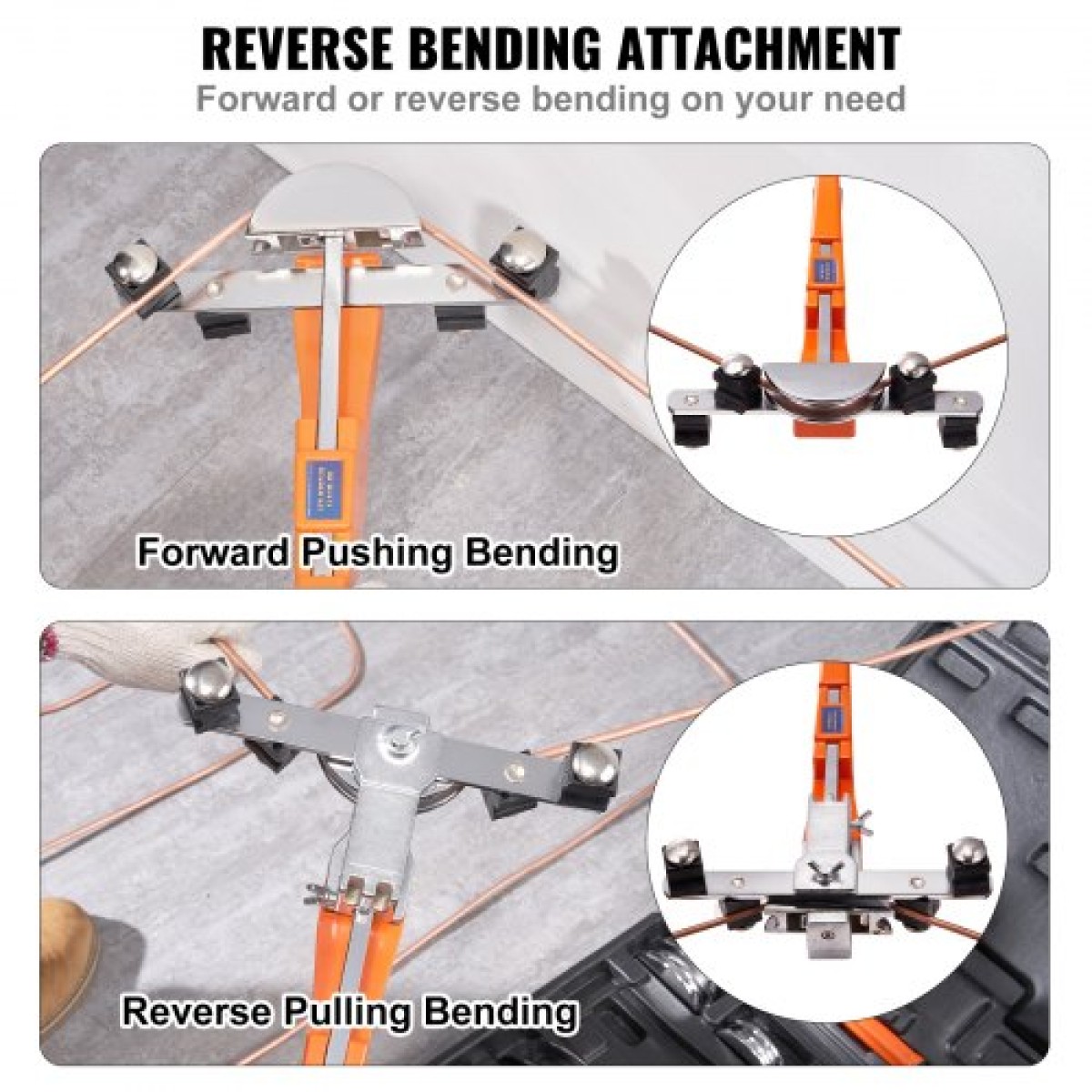 VEVOR Pipe Tube Bender, 6,4mm-22,2mm Ratcheting Tubing Bender, 90° Forward/Reverse Pipes Bending Tools with 7 Dies for HVAC Air Conditioning Refrigerator