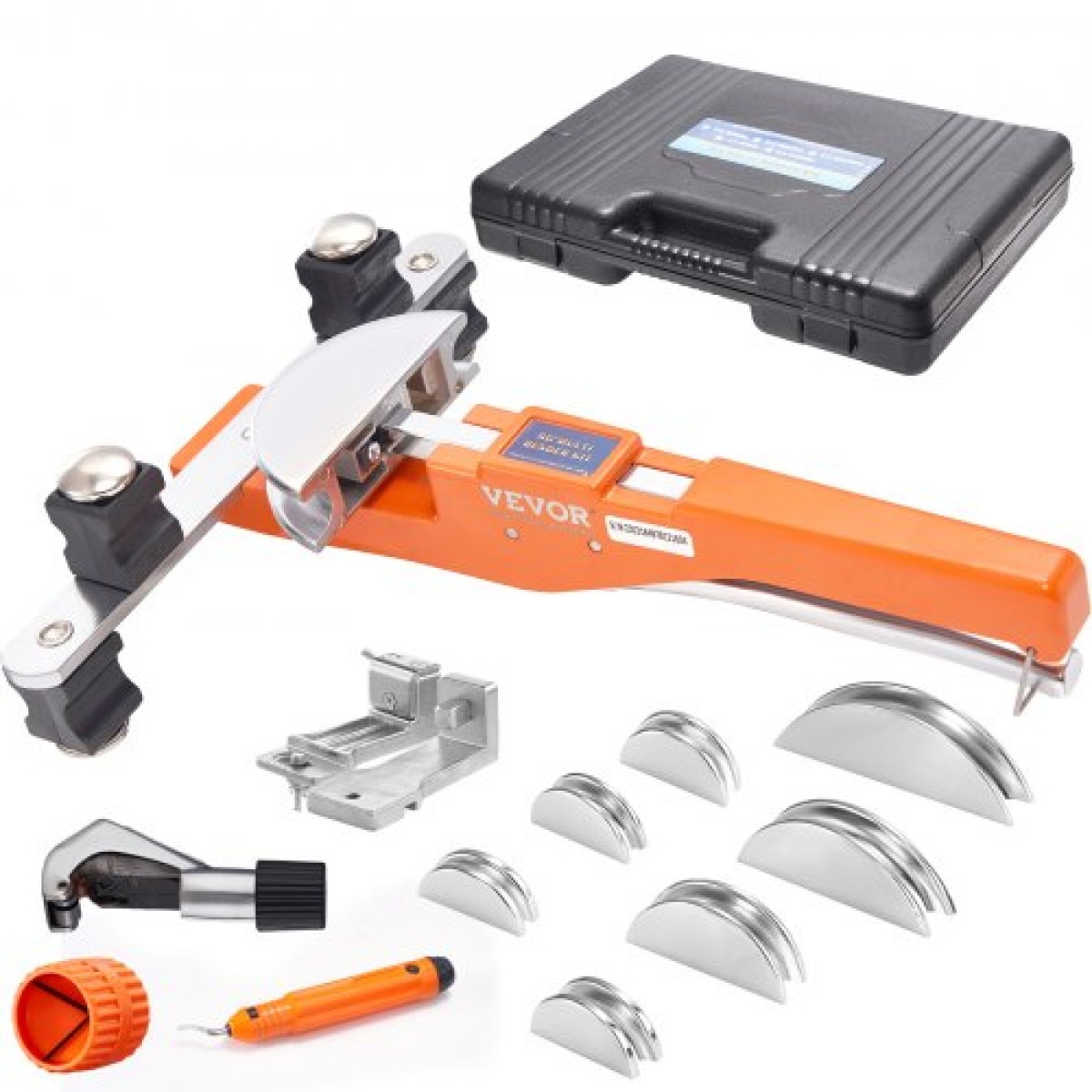 VEVOR Pipe Tube Bender, 6,4mm-22,2mm Ratcheting Tubing Bender, 90° Forward/Reverse Pipes Bending Tools with 7 Dies for HVAC Air Conditioning Refrigerator