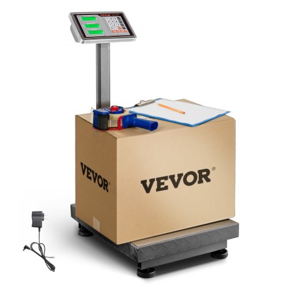 Ζυγαριά ψηφιακής πλατφόρμας VEVOR Computing, φορτίο 300 kg, υψηλή ακρίβεια 50 g, Ηλεκτρονική ζυγαριά δαπέδου με LB/KG, Tare, Υπολογιστής τιμής, Τροφοδοτικό AC/DC, Κατάλληλο για αποσκευές, Αποστολή, Πακέτα, Ταχυδρομικά τέλη