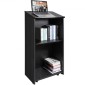 Βάση εξέδρας VEVOR, 119 cm Hostess Stand με 4 τροχούς, Ξύλινο βάθρο με ράφια αποθήκευσης και επικλινή επιφάνεια εργασίας, αναλόγια και βάθρα για εκκλησία, γραφείο, σχολείο, σπίτι, μαύρο